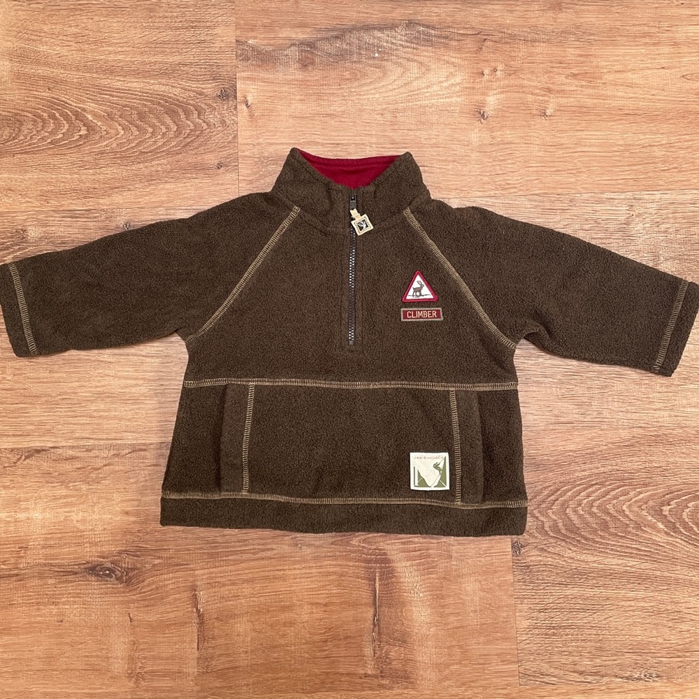 Janie And Jack Fleece Pullover Zip Sweatshirt 6-12 Months Unisex Boys Girls